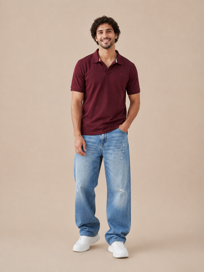 Burgandy Short Sleeve Polo