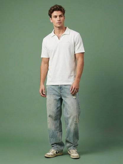 Off White Short Sleeve Polo