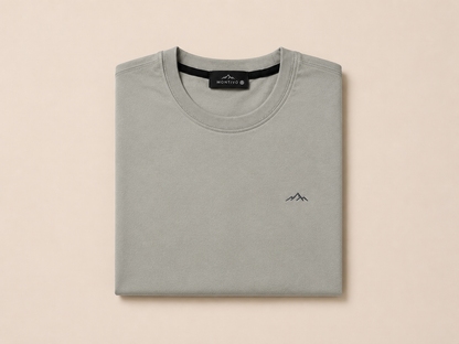 Gray Short Sleeve Round Shirt
