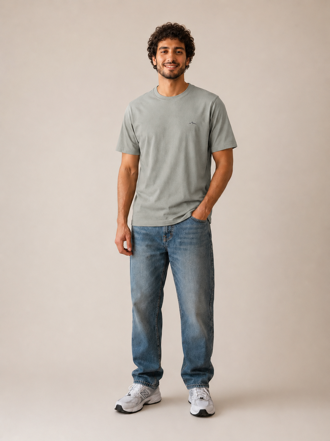 Gray Short Sleeve Round Shirt
