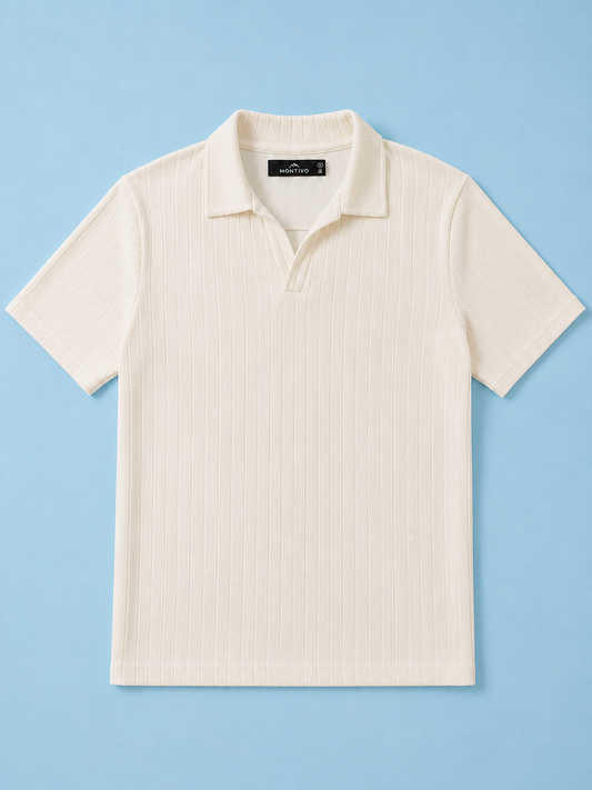 White Knit Polo Shirt